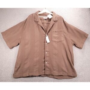 AMERICAN EAGLE Shirt Men Size XXL Short Sleeve Camp Collar Relaxed Button Up NEW